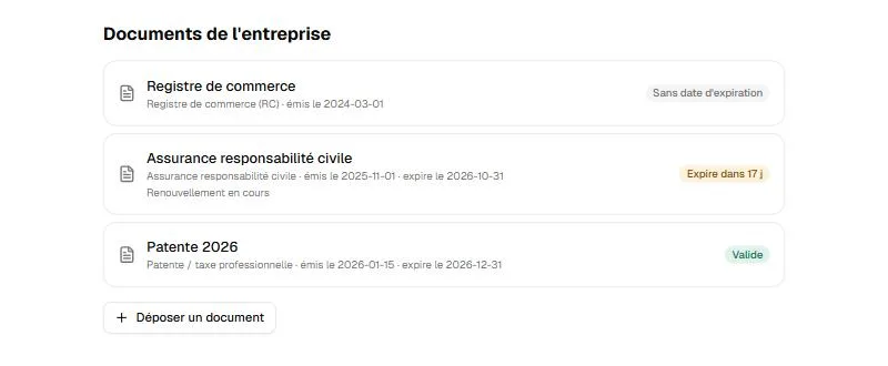 Capture d'écran de l'étape « Faire vérifier votre identité » (données d'exemple)