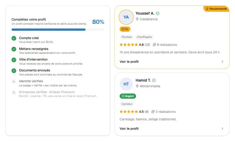 Capture d'écran de l'étape « Créer votre compte et votre profil » (données d'exemple)